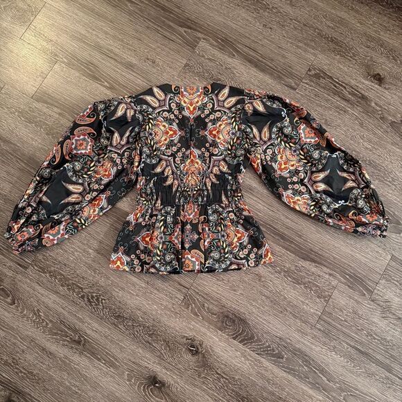 Cara Cara Emmery Cinched-Waist Poplin Peplum Top - Picture 9 of 9